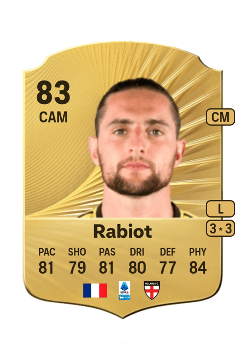 FC 26 Adrien Rabiot 83 rated CAM FUT Ultimate Team card
