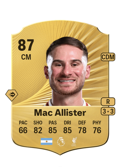 FC 26 Alexis Mac Allister 87 rated CM FUT Ultimate Team card