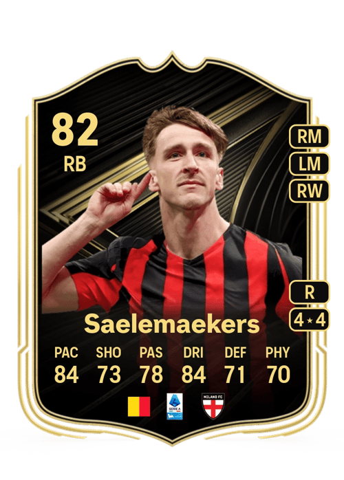 FC 26 Alexis Saelemaekers (Team of the Week) 82 rated RB FUT Ultimate Team card