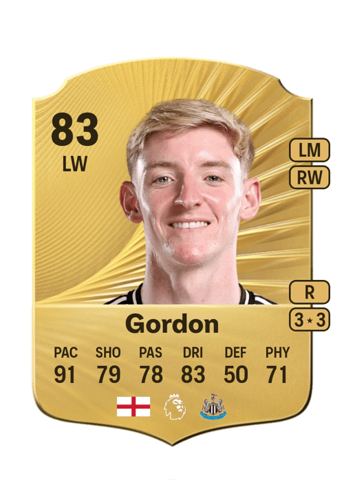 FC 26 Anthony Gordon 83 rated LW FUT Ultimate Team card