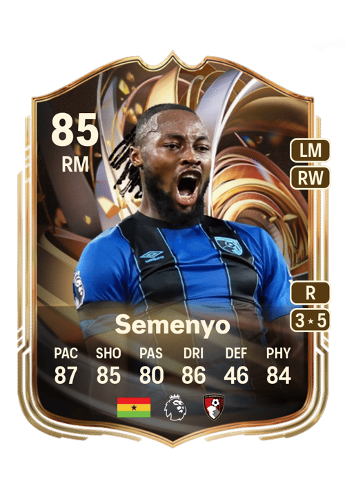 FC 26 Antoine Semenyo (Ratings Reload) 85 rated RM FUT Ultimate Team card