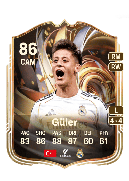 FC 26 Arda Güler (Ratings Reload) 86 rated CAM FUT Ultimate Team card