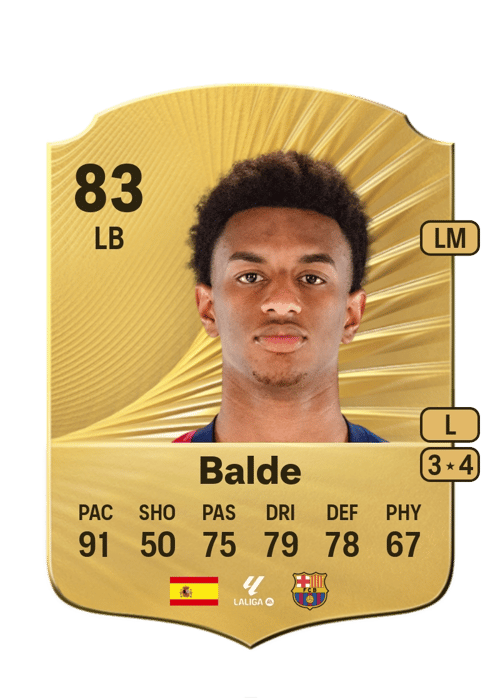 FC 26 Balde 83 rated LB FUT Ultimate Team card