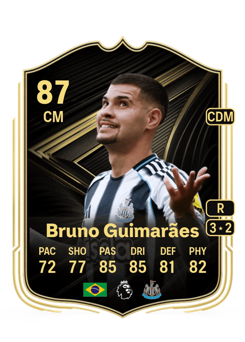 FC 26 Bruno Guimarães (Team of the Week) 87 rated CM FUT Ultimate Team card