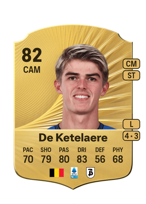 FC 26 Charles De Ketelaere 82 rated CAM FUT Ultimate Team card