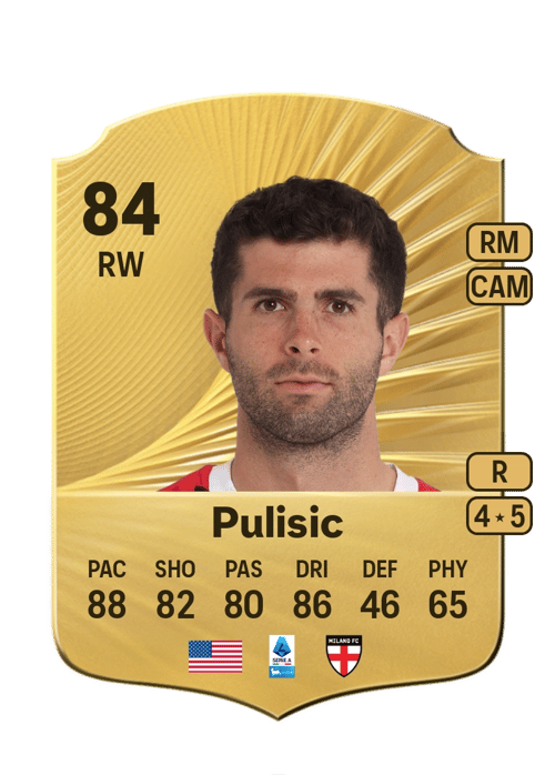 FC 26 Christian Pulisic 84 rated RW FUT Ultimate Team card