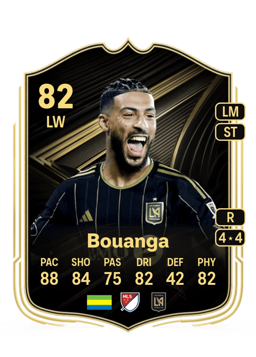 FC 26 Denis Bouanga (Team of the Week) 82 rated LW FUT Ultimate Team card