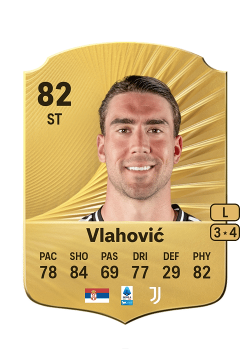 FC 26 Dušan Vlahović 82 rated ST FUT Ultimate Team card