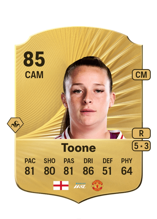 FC 26 Ella Toone 85 rated CAM FUT Ultimate Team card
