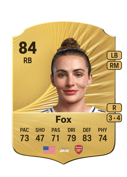 FC 26 Emily Fox 84 rated RB FUT Ultimate Team card