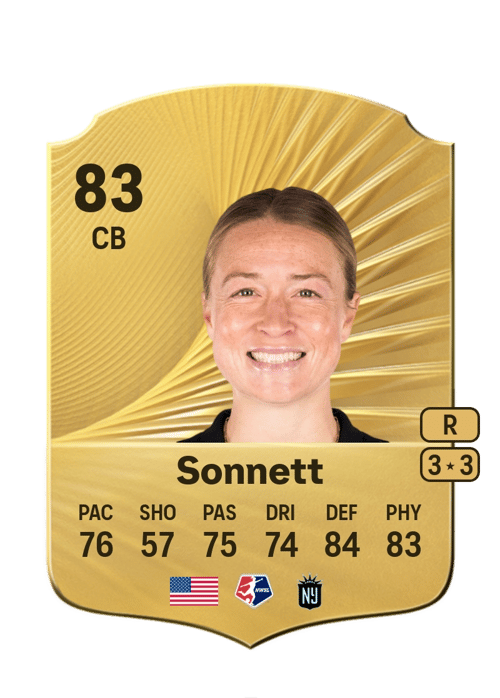 FC 26 Emily Sonnett 83 rated CB FUT Ultimate Team card